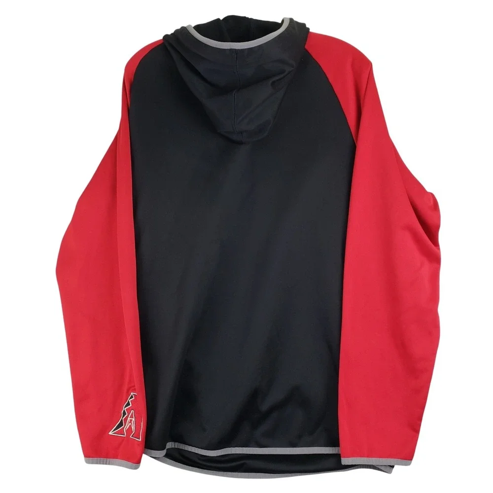 Majestic MLB Arizona Diamondbacks Hoodie Mens Large Black Red Raglan Sportswear